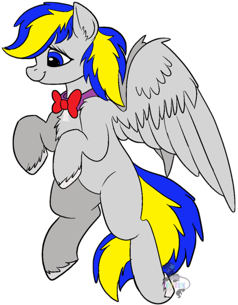 Size: 933x1195 | Tagged: safe, artist:brainiac, derpibooru import, oc, oc:thunderzolt, pegasus, pony, art fight, bowtie, female, image, mare, png, simple background, solo, transparent background