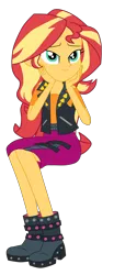 Size: 1900x4584 | Tagged: safe, artist:gmaplay, derpibooru import, sunset shimmer, equestria girls, equestria girls series, holidays unwrapped, spoiler:eqg series (season 2), dashing through the mall, image, png, seductive, seductive look, seductive pose, sitting, solo