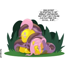 Size: 4480x3508 | Tagged: semi-grimdark, artist:omnifelpur, artist:tacokurt, derpibooru import, fluttershy, snake, absurd resolution, coiling, coils, constriction, dialogue, eye clipping through hair, fetish, flutterprey, forest, forest background, head first, image, imminent death, imminent vore, open mouth, png, simple background, soft vore, speech bubble, squeezing, standing, suffocating, tongue out, transparent background, tree, vore