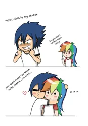 Size: 745x1073 | Tagged: safe, artist:soarinbolt11, derpibooru import, rainbow dash, soarin', human, blushing, comic, female, humanized, image, jpeg, male, shipping, soarindash, straight