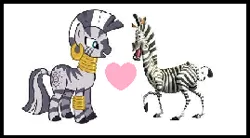 Size: 269x148 | Tagged: safe, artist:sweetheart1012, derpibooru import, zecora, zebra, best ship, boyfriend and girlfriend, crossover, crossover shipping, dreamworks, female, heart, image, lowres, madagascar (dreamworks), male, marty, png, shipping, straight, zarty