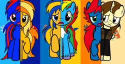 Size: 600x308 | Tagged: safe, artist:noikincade67, derpibooru import, oc, oc:ej, oc:firey ratchet, oc:flare spark, oc:shield wing, oc:stephen fisher, oc:train track, unofficial characters only, magical mystery cure, cutie mark, image, jpeg, song, the fire lightning squad, what my cutie mark is telling me, wrong cutie mark
