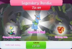 Size: 1267x860 | Tagged: safe, derpibooru import, official, changedling, changeling, bundle, bush, carapace (g4), costs real money, english, gameloft, horn, image, jpeg, lantern, lucky coins, male, mobile game, my little pony: magic princess, numbers, sale, solo, solo focus, text