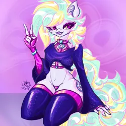 Size: 3000x3000 | Tagged: source needed, safe, artist:umbrapone, derpibooru import, oc, anthro, bat pony, earth pony, hybrid, anthro oc, bondage harness, clothes, fangs, female, flowing tail, gloves, harness, hybrid oc, image, jewelry, latex, latex gloves, latex stockings, latex thigh highs, long tail, peace sign, pear shaped, plastic jewelry, png, raver, sequins, shiny clothes, shiny eyelashes, shiny latex, shiny mane, shiny skin, socks, solo, solo female, stockings, tack, tail, thigh highs, thighs, wide hips