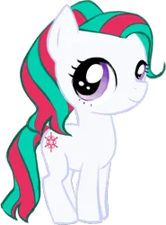 Size: 644x869 | Tagged: safe, artist:catachromatic, derpibooru import, earth pony, pony, g2, closed mouth, cute, female, filly, foal, g2 to g4, g4, generation leap, image, png, ponytail, simple background, smiling, solo, standing, sweet snowflake, transparent background