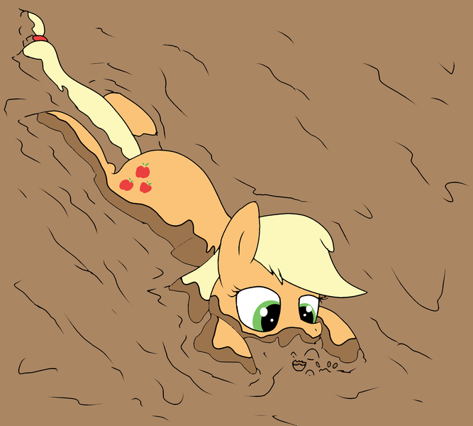 Size: 2000x1800 | Tagged: safe, artist:amateur-draw, derpibooru import, applejack, earth pony, pony, covered in mud, female, image, lying down, mare, mud, mud bath, mud play, mud pony, muddy, pig pen, png, solo, solo female