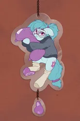 Size: 1614x2446 | Tagged: safe, artist:rexyseven, derpibooru import, oc, oc:whispy slippers, unofficial characters only, earth pony, pony, clothes, earth pony oc, female, floppy ears, glasses, hug, image, mare, pillow, pillow hug, png, slippers, socks, solo, sweater, trinket