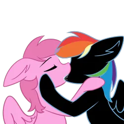 Size: 2000x2000 | Tagged: safe, artist:rusfag, derpibooru import, rainbow dash, oc, oc:dark rainbow dash, pegasus, pony, image, kissing, pink rainbow dash, png, recolor