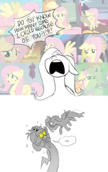 Size: 1700x2700 | Tagged: safe, artist:pelma, derpibooru import, part of a set, screencap, discord, fluttershy, draconequus, pegasus, pony, 2 panel comic, comic, discoshy, duo, female, flying, frown, image, jpeg, male, shipping, simple background, straight, text, white background