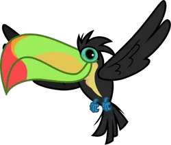 Size: 764x647 | Tagged: safe, artist:lightningbolt, derpibooru import, bird, keel-billed toucan, toucan, .svg available, beak, derpibooru exclusive, flying, image, png, show accurate, simple background, solo, spread wings, talons, transparent background, vector, wings