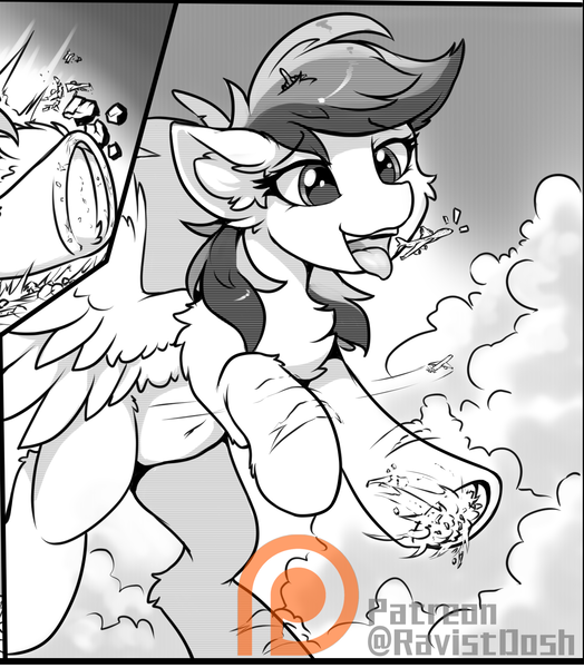 Size: 1360x1556 | Tagged: safe, artist:ravistdash, derpibooru import, rainbow dash, pegasus, comic:the pony contact, advertisement, comic, destruction, fetish, flying, image, macro, maw, mawplay, patreon, patreon preview, plane, png, smiling, smirk