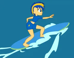 Size: 740x586 | Tagged: safe, artist:mlpfan3991, derpibooru import, oc, oc:flare spark, unofficial characters only, equestria girls, bikini, bikini bottom, bikini top, clothes, female, image, png, summer, surfboard, surfing, swimsuit, wave