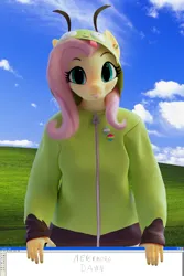 Size: 2160x3240 | Tagged: safe, artist:nevermoredawn, derpibooru import, fluttershy, anthro, pegasus, 3d, :p, antonymph, blender, blender cycles, bliss xp, clothes, cute, female, fluttgirshy, gir, hoodie, image, looking at you, microsoft, microsoft windows, ms paint, nexgen, png, solo, solo female, tongue out, vylet pony, webcore, windows, windows xp