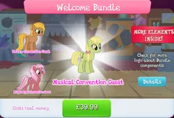 Size: 1268x861 | Tagged: safe, derpibooru import, official, unnamed character, unnamed pony, earth pony, pony, bow, bundle, collection, costs real money, english, female, gameloft, group, hair bow, image, jpeg, mare, mobile game, my little pony: magic princess, numbers, text