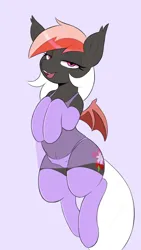 Size: 1140x2024 | Tagged: suggestive, artist:tre, derpibooru import, oc, oc:amaryllis, unofficial characters only, bat pony, pony, bat pony oc, bat wings, bedroom eyes, belly button, branties, clothes, crotchboobs, ear tufts, erect nipples, female, hooves to the chest, image, jpeg, lidded eyes, lingerie, looking at you, mare, nightgown, nipple outline, nudity, see-through, simple background, socks, solo, solo female, teats, wings