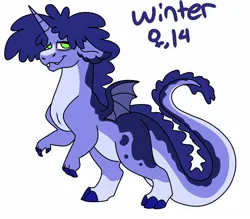 Size: 1638x1432 | Tagged: safe, artist:jinx32297, derpibooru import, oc, oc:winter, unofficial characters only, dracony, dragon, hybrid, dragoness, female, image, interspecies offspring, jpeg, lidded eyes, no pupils, offspring, parent:rarity, parent:spike, parents:sparity, simple background, smiling, solo, white background