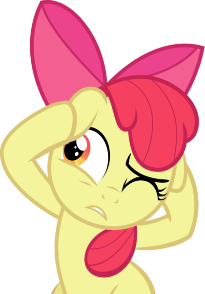 Size: 658x941 | Tagged: safe, artist:catachromatic, derpibooru import, apple bloom, earth pony, pony, surf and/or turf, .svg available, covering ears, cringing, female, filly, floppy ears, foal, image, one eye closed, png, simple background, sitting, solo, transparent background, vector