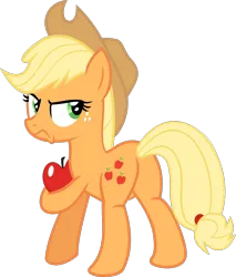 Size: 1019x1194 | Tagged: safe, artist:rosasaav, derpibooru import, applejack, earth pony, pony, angry, apple, butt, female, food, full body, image, looking back, plot, png, simple background, solo, transparent background, vector