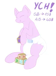 Size: 1063x1446 | Tagged: suggestive, artist:mermaidkuki, derpibooru import, building blocks, commission, diaper, diaper fetish, fetish, image, png, poofy diaper, sitting, solo, ych sketch, your character here