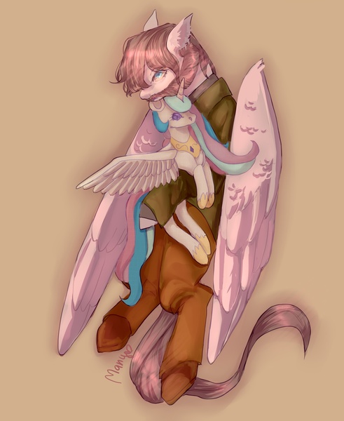 Size: 1767x2160 | Tagged: safe, derpibooru import, princess celestia, oc, oc:light knight, alicorn, original species, pegasus, plush pony, pony, beard, clothes, disco elysium, facial hair, harrier du bois, image, jpeg, plushie, sad