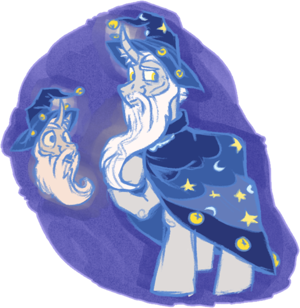 Size: 647x664 | Tagged: safe, artist:gammanullzero, derpibooru import, star swirl the bearded, pony, unicorn, beard, bells, facial hair, februpony, hat, image, png, simple background, transparent background, wizard hat, wizard robe