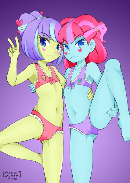 Size: 2500x3523 | Tagged: questionable, artist:oozutsucannon, banned from derpibooru, kiwi lollipop, supernova zap, equestria girls, child, clothes, female, females only, image, k-lo, lolicon, nipple cutouts, png, postcrush, su-z, underage, underwear, young, younger