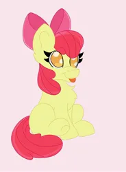 Size: 2174x2953 | Tagged: safe, artist:cinematic-fawn, derpibooru import, apple bloom, earth pony, pony, chest fluff, image, jpeg, pink background, simple background, solo, tongue out