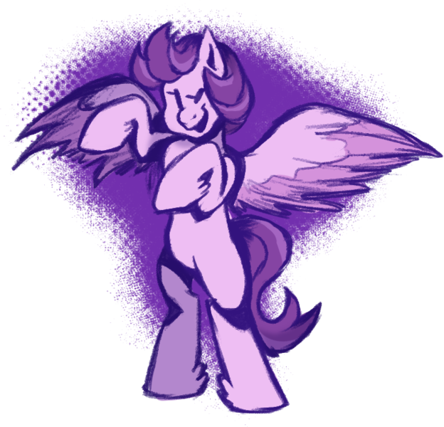 Size: 683x657 | Tagged: safe, artist:gammanullzero, derpibooru import, clear skies, pegasus, pony, februpony, image, one eye closed, partially transparent background, png, solo, spread wings, wings, wink