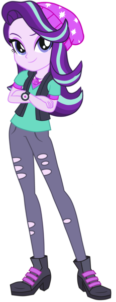 Size: 1897x4937 | Tagged: safe, artist:orin331, artist:rodan00, derpibooru import, edit, vector edit, starlight glimmer, human, equestria girls, beanie, beanie hat, boots, clothes, crossed arms, eyebrows, female, hat, high res, image, jewelry, legs, looking at you, magical geodes, necklace, pants, png, ripped pants, shoes, simple background, smiling, smiling at you, solo, torn clothes, transparent background, vector, watch, wristwatch