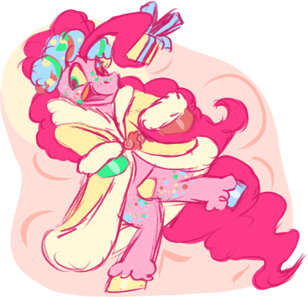 Size: 779x751 | Tagged: safe, artist:gammanullzero, derpibooru import, pinkie pie, spirit of hearth's warming presents, earth pony, pony, clothes, februpony, image, partially transparent background, png, robe, solo
