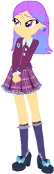 Size: 171x547 | Tagged: safe, artist:rainbowstarcolour262, derpibooru import, oc, oc:white sage, unofficial characters only, equestria girls, clothes, crystal prep academy uniform, ear piercing, earring, female, image, jewelry, lidded eyes, piercing, plaid skirt, pleated skirt, png, purple eyes, school uniform, shirt, shoes, simple background, skirt, socks, solo, transparent background, two toned hair