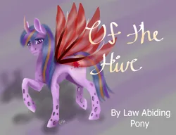 Size: 3900x3000 | Tagged: safe, artist:luminaskies, derpibooru import, twilight sparkle, changeling, changeling queen, fanfic, fanfic:of the hive, g1, changeling hybrid, changeling queen twilight, changelingified, fanfic art, fanfic cover, female, image, jpeg, solo, species swap, wings
