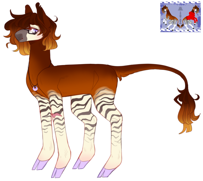 Size: 2688x2402 | Tagged: safe, artist:sleepy-nova, derpibooru import, oc, oc:cascade, okapi, glasses, image, png, simple background, solo, transparent background