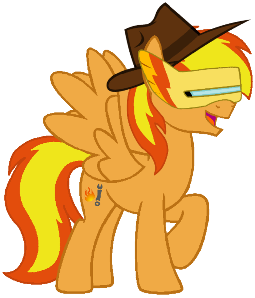 Size: 564x660 | Tagged: safe, artist:noikincade67, derpibooru import, oc, oc:firey ratchet, unofficial characters only, pegasus, pony, 3d, fedora, hat, image, male, png, scanner, simple background, solo, stallion, transparent background