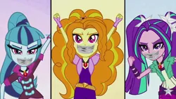 Size: 1280x720 | Tagged: safe, artist:gaggeddude32, derpibooru import, edit, edited screencap, screencap, adagio dazzle, aria blaze, sonata dusk, equestria girls, rainbow rocks, gag, image, png, tape, tape gag