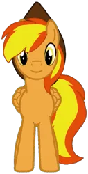 Size: 487x956 | Tagged: safe, artist:noikincade67, derpibooru import, oc, oc:firey ratchet, pegasus, pony, fedora, front view, hat, image, looking at you, male, png, simple background, smiling, solo, stallion, transparent background