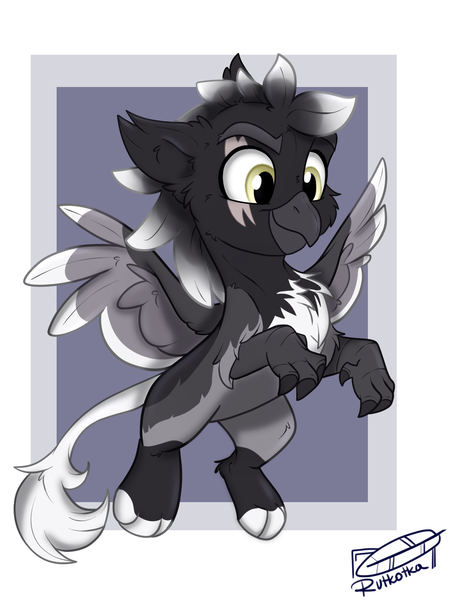 Size: 1200x1600 | Tagged: safe, artist:rutkotka, derpibooru import, oc, gryphon, cute, image, png, smiling