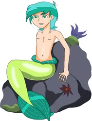 Size: 1156x1526 | Tagged: safe, artist:ocean lover, derpibooru import, sandbar, human, merboy, mermaid, merman, belly, belly button, boulder, chest, coral, cute, fins, fish tail, flower, green eyes, human coloration, humanized, image, leaves, light skin, looking up, male, mermanized, ms paint, png, rock, sandabetes, seaweed, simple background, sitting, smiling, solo, speedpaint, tail, teenager, two toned hair, underwater, water, white background, youtube link
