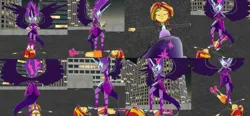 Size: 748x346 | Tagged: suggestive, artist:eqg-femdom-ost-fan, derpibooru import, sunset shimmer, twilight sparkle, human, equestria girls, 3d, defeated, duo, duo female, female, femdom, image, jpeg, midnight sparkle, submissive