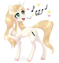 Size: 1600x1715 | Tagged: safe, artist:doekitty, derpibooru import, oc, oc:haly musicstar, pony, unicorn, female, image, mare, music notes, png, simple background, solo, transparent background