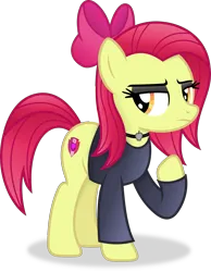 Size: 2653x3418 | Tagged: safe, artist:anime-equestria, derpibooru import, apple bloom, earth pony, pony, alternate hairstyle, bow, clothes, eyeshadow, female, image, jewelry, makeup, mare, necklace, older, older apple bloom, png, simple background, transparent background, vector