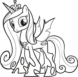Size: 3000x2989 | Tagged: safe, derpibooru import, official, princess cadance, alicorn, changeling, changepony, hybrid, pony, a canterlot wedding, .svg available, black and white, changeling wings, changelingified, concave belly, crown, eyes open, female, grayscale, image, jewelry, mare, monochrome, peytral, png, princess cadance perfect match, regalia, simple background, slim, smiling, solo, species swap, standing, thin, transparent background, vector, wings