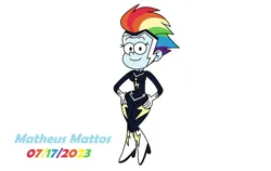 Size: 1126x710 | Tagged: safe, artist:matheusmattos75, derpibooru import, rainbow dash, zapp, human, equestria girls, image, jpeg, power ponies, solo, style, style emulation, the loud house