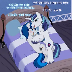 Size: 3000x3000 | Tagged: safe, artist:nika-rain, derpibooru import, shining armor, oc, oc:feathertrap, pony, unicorn, bedroom, canon x oc, commission, gay, hug, image, male, png, shipping, show accurate, show accurate porn, vector