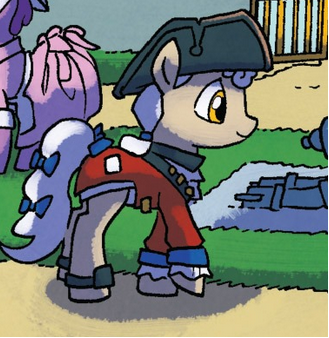 Size: 329x338 | Tagged: safe, artist:tonyfleecs, derpibooru import, idw, unnamed character, unnamed pony, pony, from the shadows, spoiler:comic, spoiler:comic52, colonial williamsburg, comic, cropped, hat, historical reenactment, image, official comic, png, whinniesburg