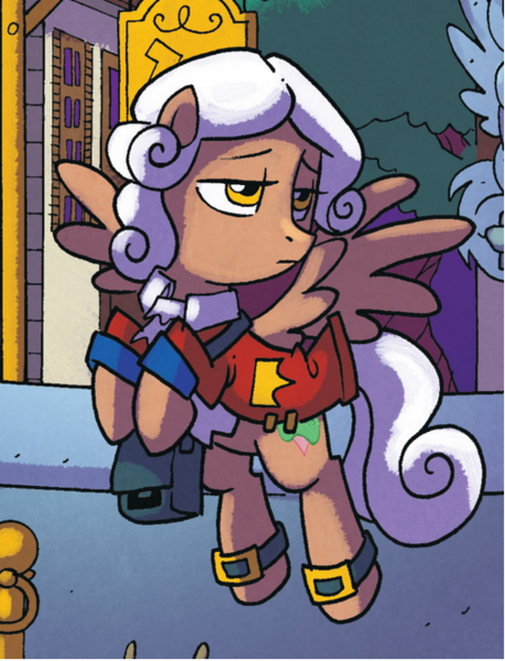 Size: 506x661 | Tagged: safe, artist:tonyfleecs, derpibooru import, idw, unnamed character, unnamed pony, pegasus, pony, from the shadows, spoiler:comic, spoiler:comic52, colonial williamsburg, comic, cropped, historical reenactment, image, official comic, png, whinniesburg, wig