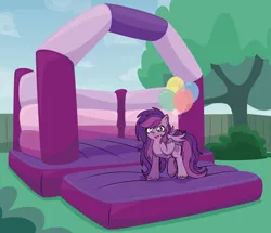 Size: 7560x6497 | Tagged: safe, artist:alexdti, derpibooru import, oc, pegasus, pony, absurd resolution, balloon, bouncy castle, female, image, mare, png, solo