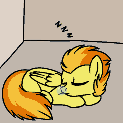 Size: 500x500 | Tagged: safe, artist:spitstuck, derpibooru import, spitfire, pony, animated, gif, image, lying down, onomatopoeia, prone, sleeping, snot bubble, solo, sound effects, spitfirestuck, zzz