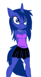 Size: 3448x6373 | Tagged: safe, artist:rainysunshine, derpibooru import, princess luna, adorasexy, breasts, cleavage, clothes, colored, cute, image, jewelry, long mane, looking at you, lunabetes, necklace, png, sexy, skirt, smiling, smiling at you, tanktop