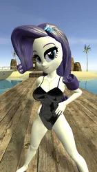 Size: 1080x1920 | Tagged: suggestive, artist:oatmeal!, derpibooru import, rarity, human, equestria girls, 3d, beach, black eyeshadow, breasts, busty rarity, clothes, eyeshadow, gmod, hand on hip, image, looking at you, makeup, ocean, one-piece swimsuit, png, sexy, solo, spread legs, spreading, standing, stupid sexy rarity, swimsuit, tropical, water